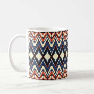 Ikat seamless pattern. tie dye shibori print with coffee mug
