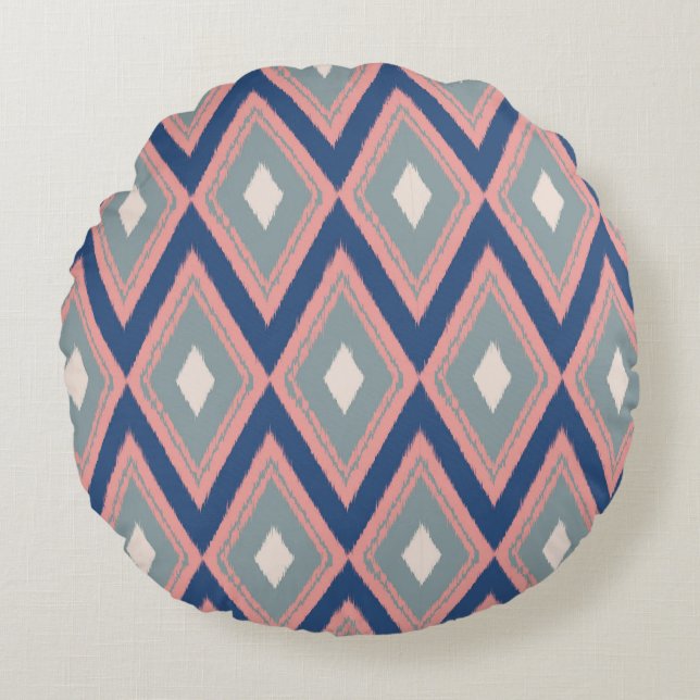 Ikat Series Geometric Round Pillow (Front)