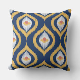 Ikat Series Ogee Blue Throw Pillow