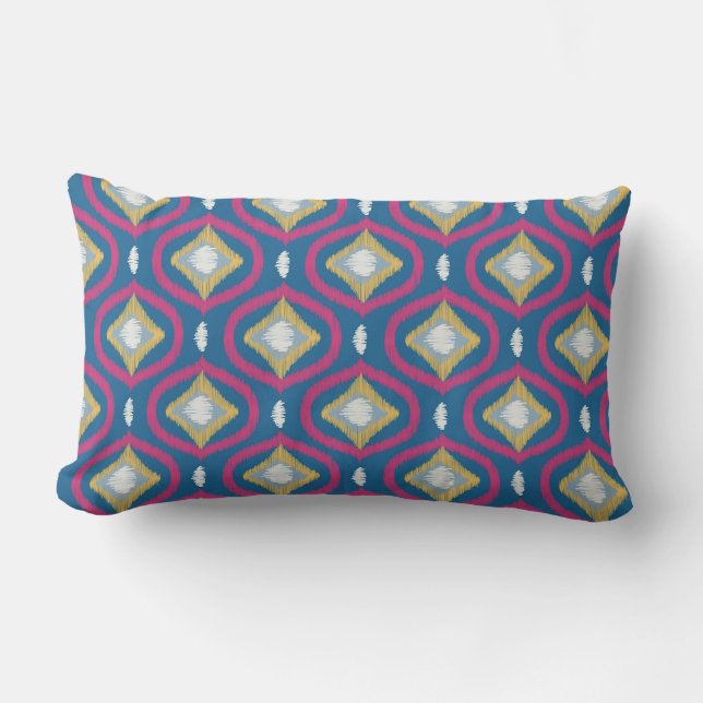 Ikat Series Ogee Light Blue Lumbar Pillow (Front)