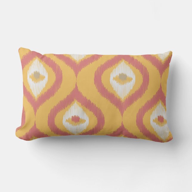 Ikat Series Ogee Orange Lumbar Pillow (Front)
