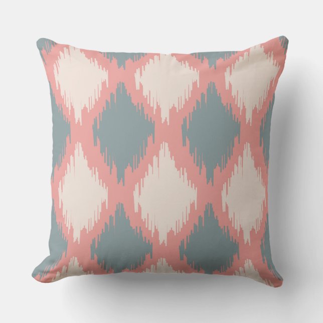 Ikat Series Pink Two Colors Throw Pillow (Front)
