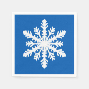 Ikat Snowflake 1 of 4 - Cobalt blue and white Napkins