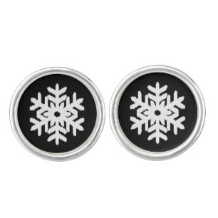 Ikat Snowflake - Black and white Cufflinks