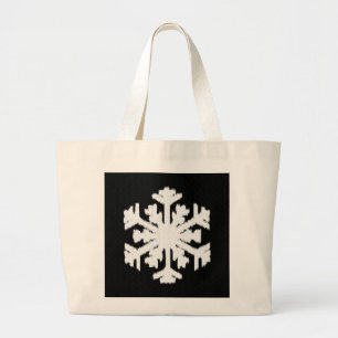 Ikat Snowflake - Black and white Large Tote Bag
