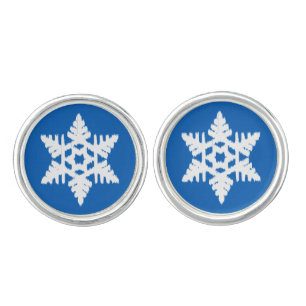 Ikat Snowflake - Cobalt blue and white Cufflinks