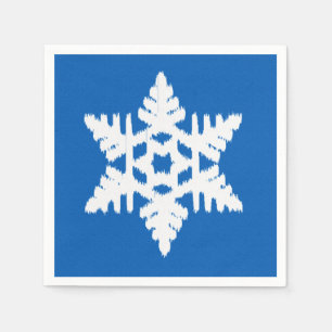 Ikat Snowflake - Cobalt blue and white Napkins