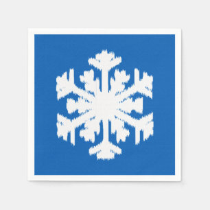 Ikat Snowflake - Cobalt blue and white Paper Napkins