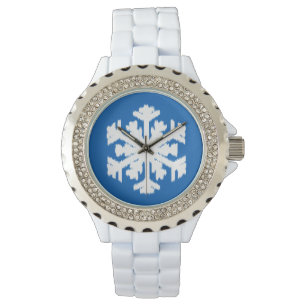 Ikat Snowflake - Cobalt blue and white Watch