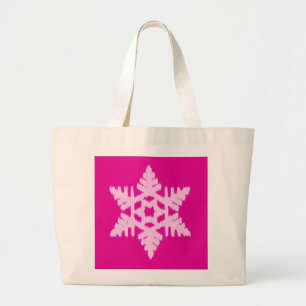 Ikat Snowflake - Fuchsia and ice pink Large Tote Bag