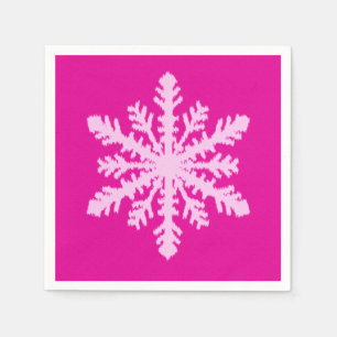 Ikat Snowflake - Fuchsia and ice pink Napkins