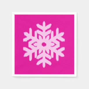 Ikat Snowflake - Fuchsia and ice pink Napkins