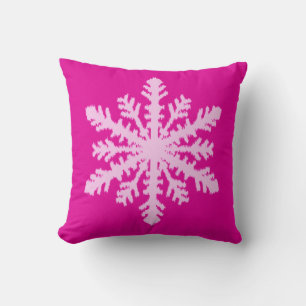 Ikat Snowflake - Fuchsia and ice pink Throw Pillow