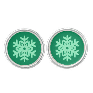 Ikat Snowflake - Pine and mint green Cufflinks