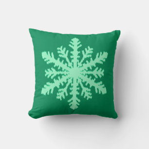 Ikat Snowflake - Pine and mint green Throw Pillow