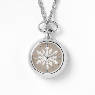 Ikat Snowflake - Taupe tan and white Watch