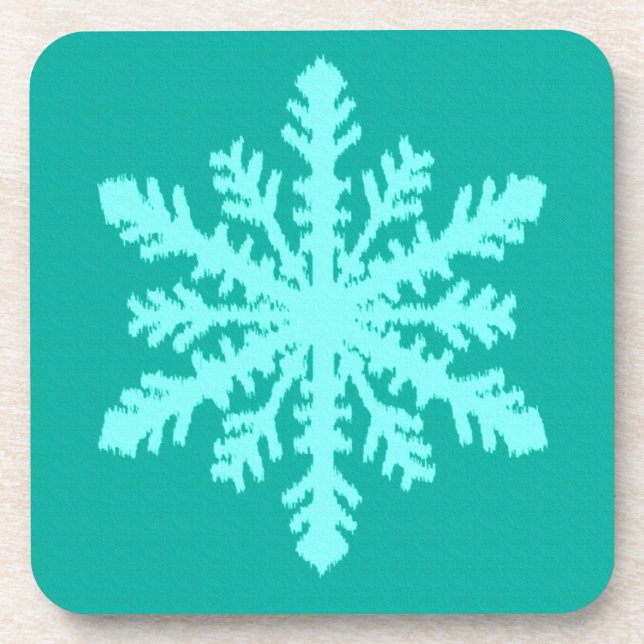 Ikat Snowflake - Turquoise and aqua Drink Coaster (Front)