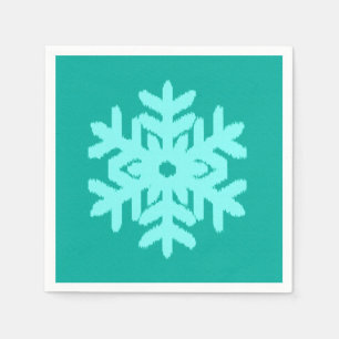 Ikat Snowflake - Turquoise and aqua Napkins