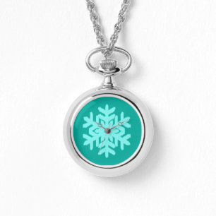 Ikat Snowflake - Turquoise and aqua Watch