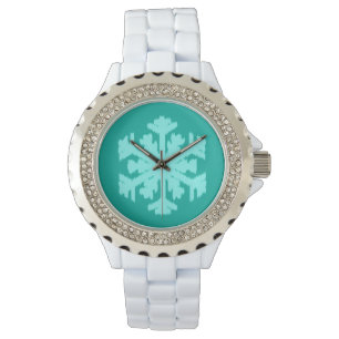 Ikat Snowflake - Turquoise and aqua Watch