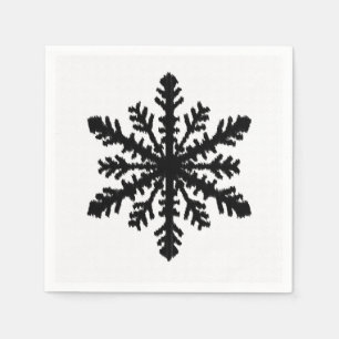 Ikat Snowflake - White and black Paper Napkins
