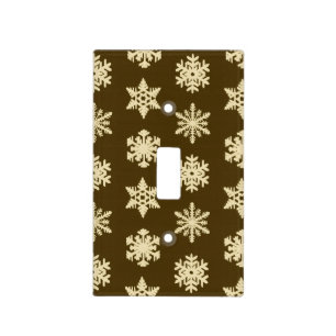 Ikat Snowflakes - Beige and Chocolate Brown Light Switch Cover