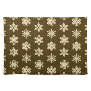 Ikat Snowflakes - Beige and Chocolate Brown Placemat