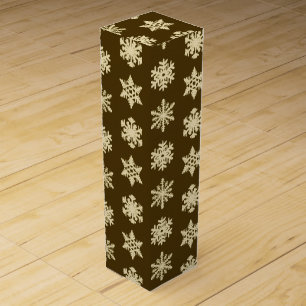 Ikat Snowflakes - Beige and Chocolate Brown Wine Gift Box