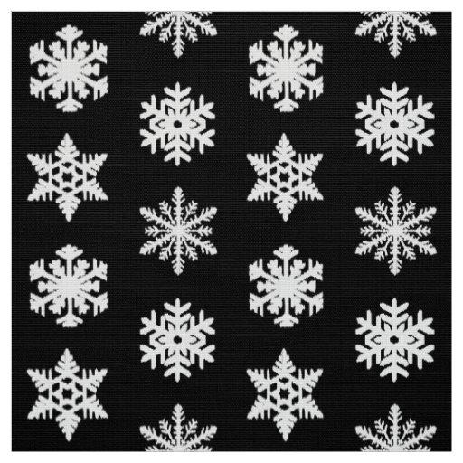 Ikat Snowflakes - Black and white Fabric