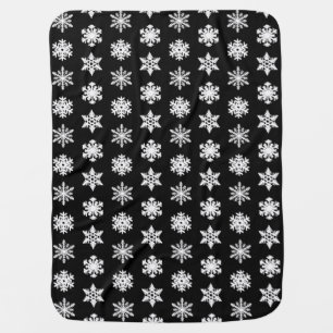 Ikat Snowflakes - Black and white Stroller Blanket