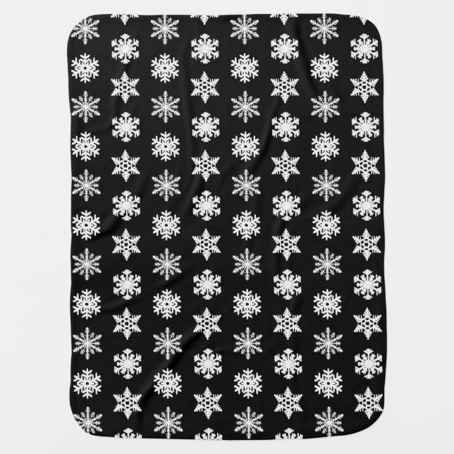 Ikat Snowflakes - Black and white Stroller Blanket (Front)