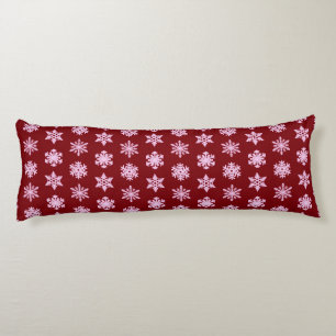Ikat Snowflakes - Burgundy Wine and Pink Body Pillow