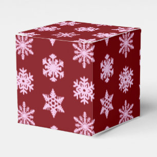 Ikat Snowflakes - Burgundy Wine and Pink Favor Boxes