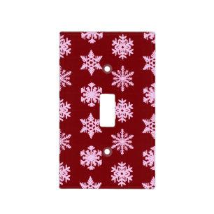 Ikat Snowflakes - Burgundy Wine and Pink Light Switch Cover