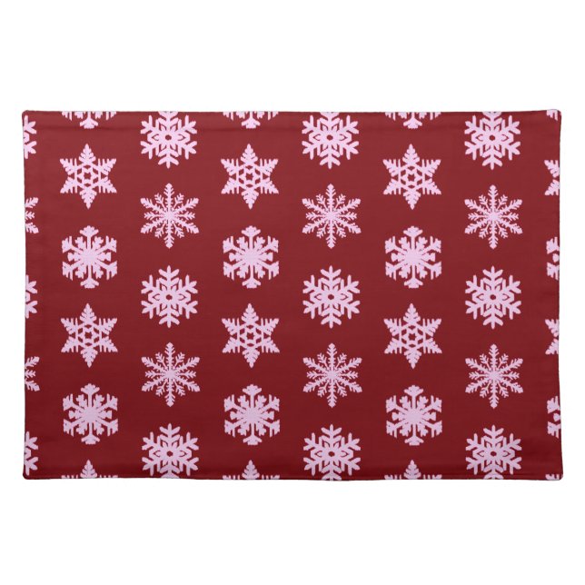 Ikat Snowflakes - Burgundy Wine and Pink Placemat (Front)