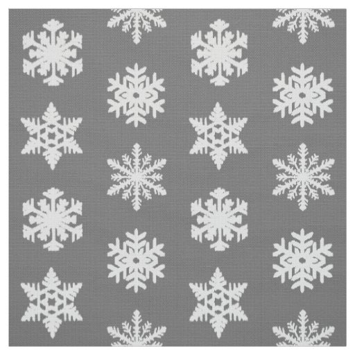 Ikat Snowflakes - Charcoal Grey and White Fabric