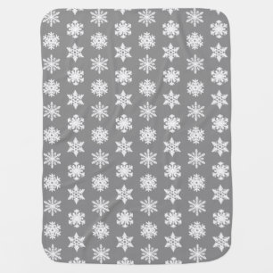 Ikat Snowflakes - Charcoal Grey and White Swaddle Blanket