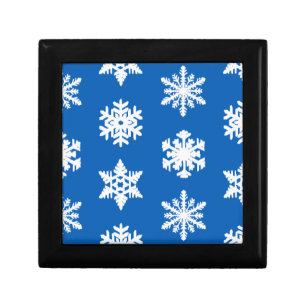 Ikat Snowflakes - Cobalt blue and white Keepsake Box