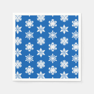 Ikat Snowflakes - Cobalt blue and white Paper Napkins