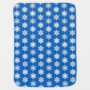 Ikat Snowflakes - Cobalt blue and white Stroller Blanket