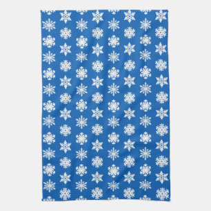 Ikat Snowflakes - Cobalt blue and white Towel