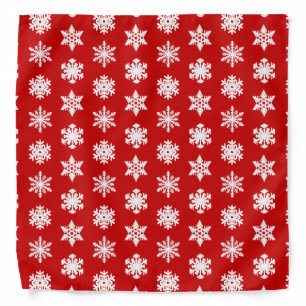 Ikat Snowflakes - Dark red and white Bandana