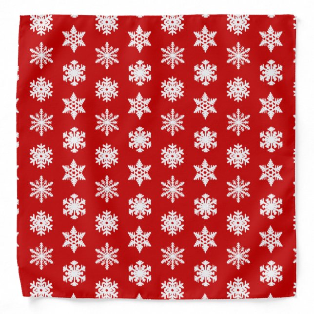 Ikat Snowflakes - Dark red and white Bandana (Front)