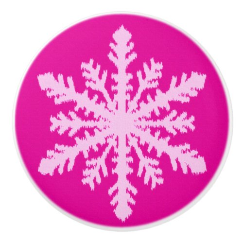 Ikat Snowflakes _ Fuchsia and ice pink Ceramic Knob