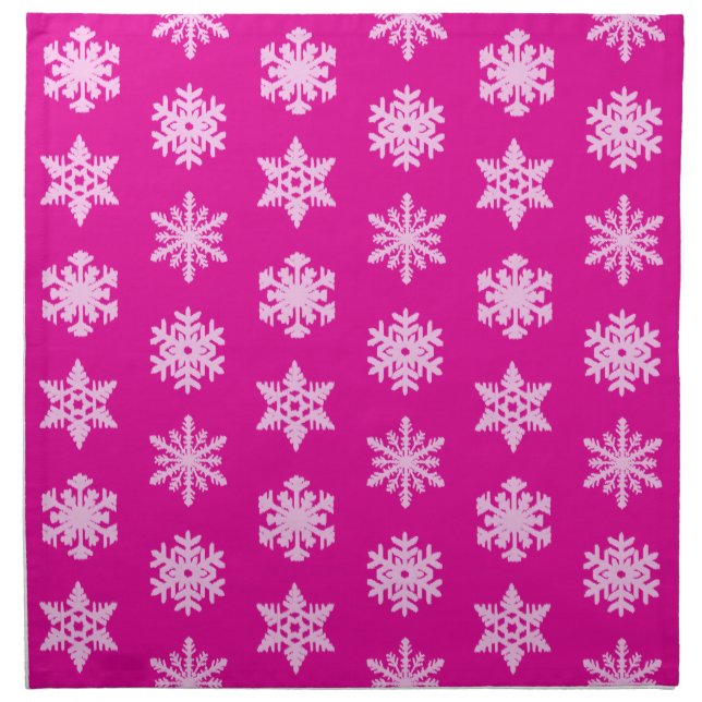 Ikat Snowflakes - Fuchsia and ice pink Napkin (Front)