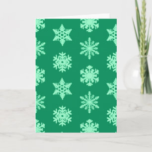Ikat Snowflakes - Pine and mint green Holiday Card