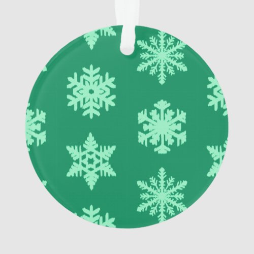 Ikat Snowflakes _ Pine and mint green Ornament