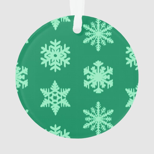 Ikat Snowflakes - Pine and mint green Ornament (Back)
