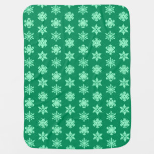 Ikat Snowflakes - Pine and mint green Swaddle Blanket
