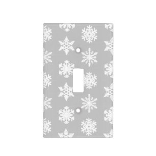 Ikat Snowflakes - Silver grey and white Light Switch Cover